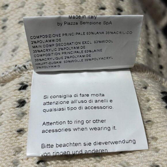 Piazza Sempione Women's Cream/Black Speckled Wool Blend Knit Cardigan in Size 10 - Picture 10 of 11
